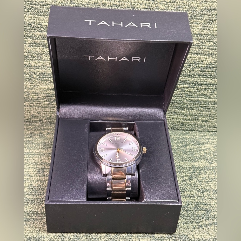 TAHARI Men's Watch gold & silver tone. NEW IN BOX.